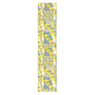 Lemon Portuguese Azulejo Mediterranean Santorini  Short Table Runner
