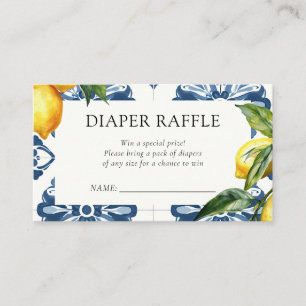 Lemon Positano Italian Baby Shower Diaper Raffle Enclosure Card