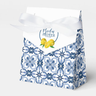 Lemon Positano Italian Blue Tile  Favor Box