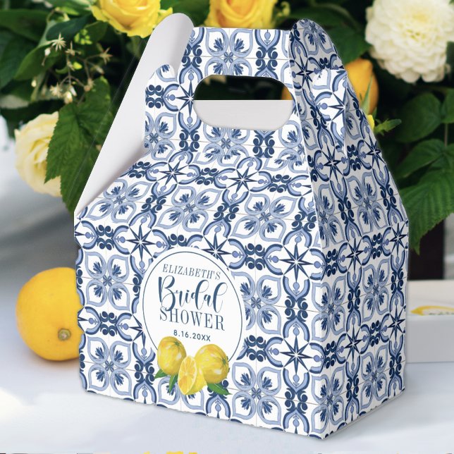 Lemon Positano Italian Blue Tile Favour Box (Creator Uploaded)