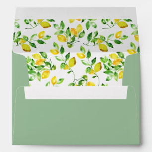 Lemon Pre-Addressed Wedding Invitation Sage Green Envelope