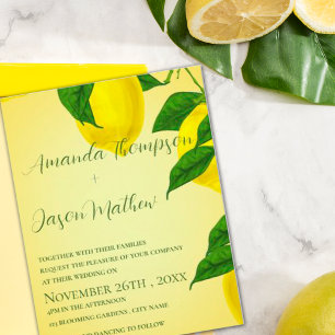  Lemon Pretty Bright Yellow Citrus Wedding Invitation