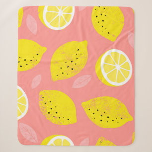 Lemon print, bright seamless summer pattern. sherpa blanket