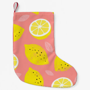 Lemon print, bright seamless summer pattern. small christmas stocking