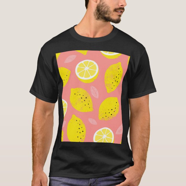 Lemon print, bright seamless summer pattern. T-Shirt (Front)