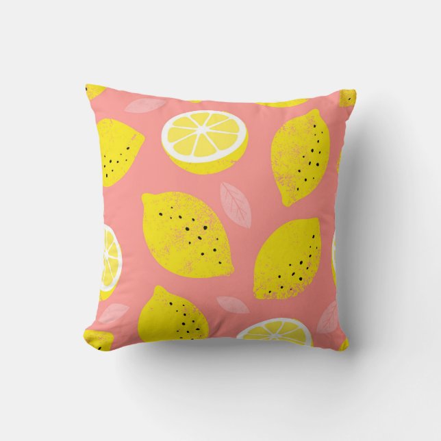 Lemon print, bright seamless summer pattern. throw pillow (Front)