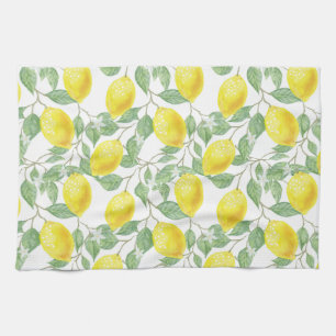 Lemon Print Kitchen Towel in Yellow and Green