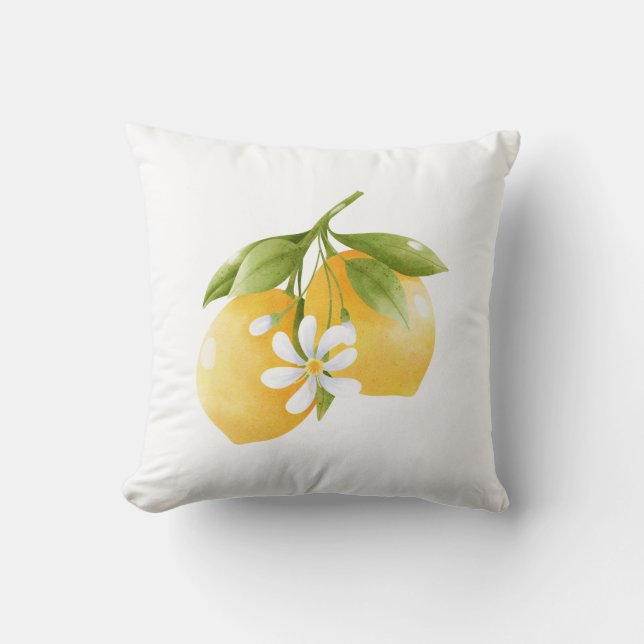 Lemon Print Throw Pillow (Front)