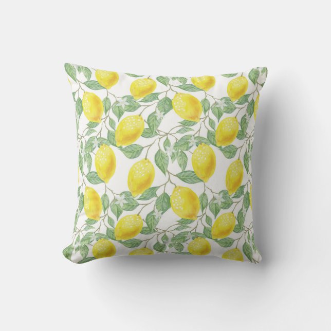 Lemon Print Throw Pillow (Front)
