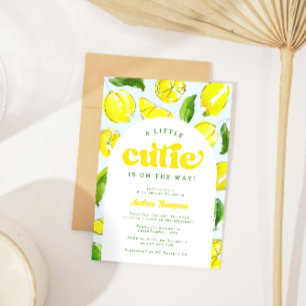 Lemon Retro Little Cutie Yellow Arch Baby Shower Invitation