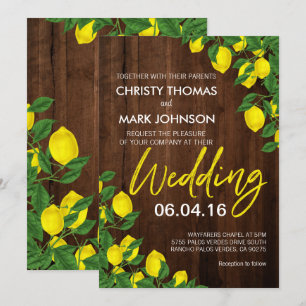 Lemon Rustic Wood Summer Wedding Invitation