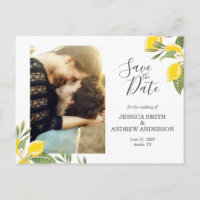 Lemon Save the Date Postcard Elegant Summer Boho