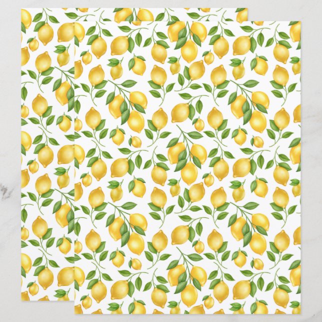 Lemon Scrapbook Paper (Front/Back)