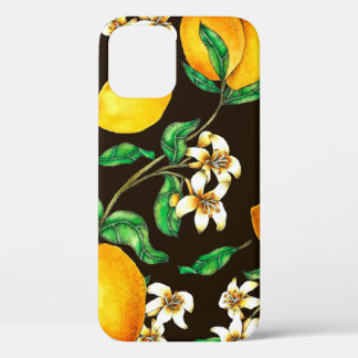 Lemon Seamless Pattern hand painted in watercolor iPhone 12 Case