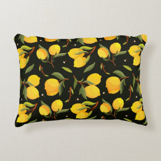 Lemon seamless pattern. Handpainted lemon illustra Accent Pillow