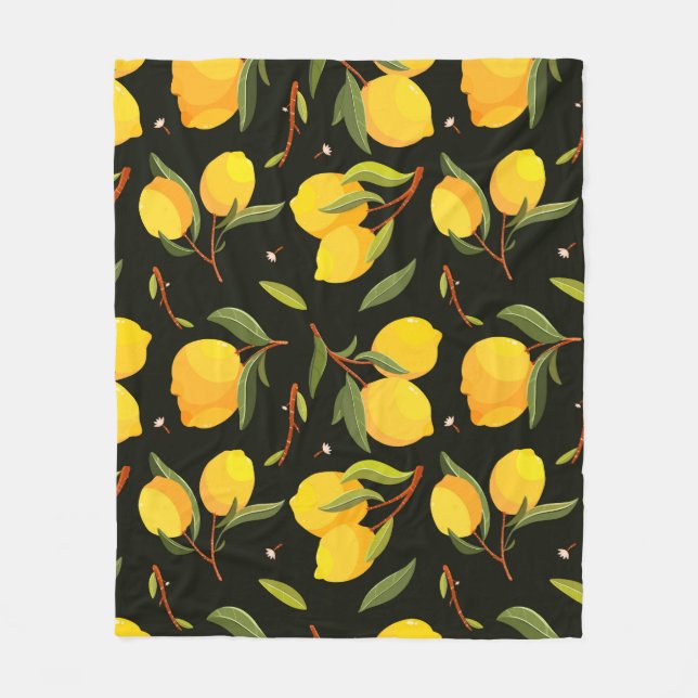 Lemon seamless pattern. Handpainted lemon illustra Fleece Blanket (Front)