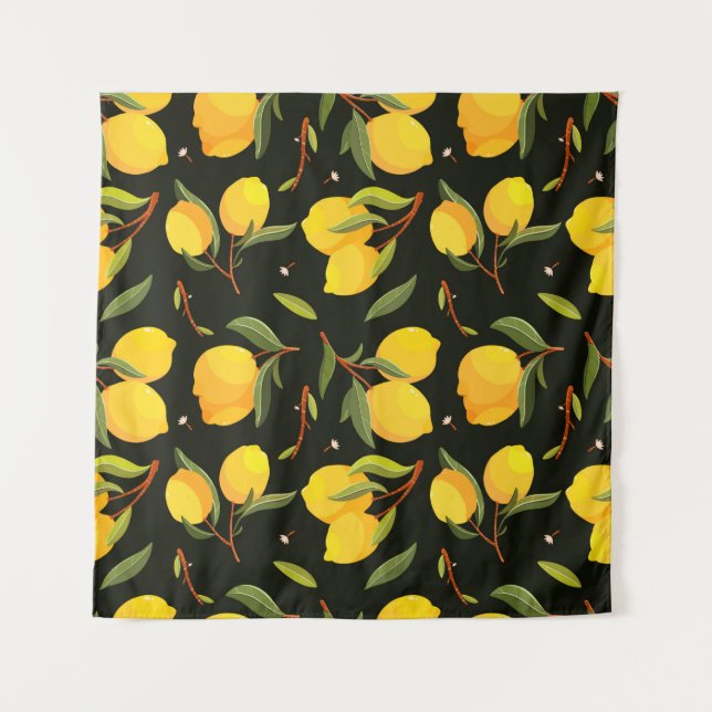 Lemon seamless pattern. Handpainted lemon illustra Tapestry (Front)
