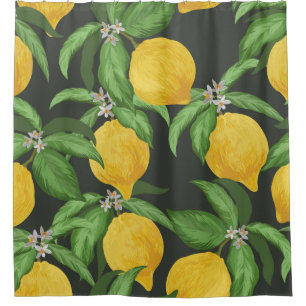 Lemon seamless vintage pattern. Tropical fruit bac