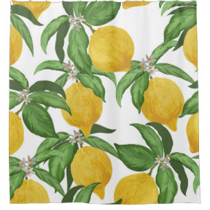 Lemon seamless vintage pattern. Tropical fruit bac