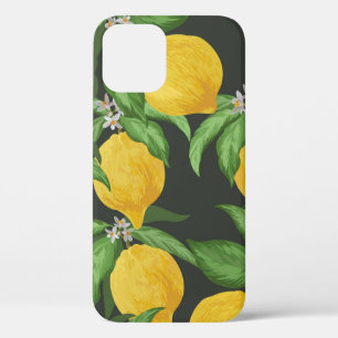 Lemon seamless vintage pattern. Tropical fruit bac iPhone 12 Case