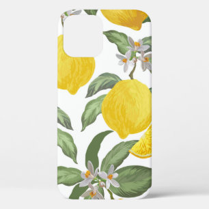 Lemon seamless vintage pattern. Tropical fruit bac iPhone 12 Case