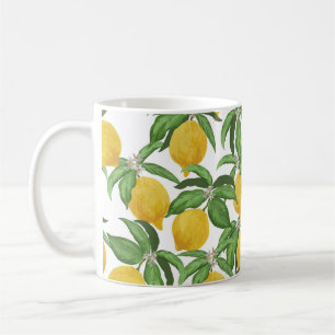 Lemon seamless vintage pattern. Tropical fruit bac Coffee Mug