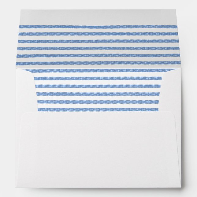 Lemon Seersucker White Blue Stripes Return Address Envelope (Back (Bottom))