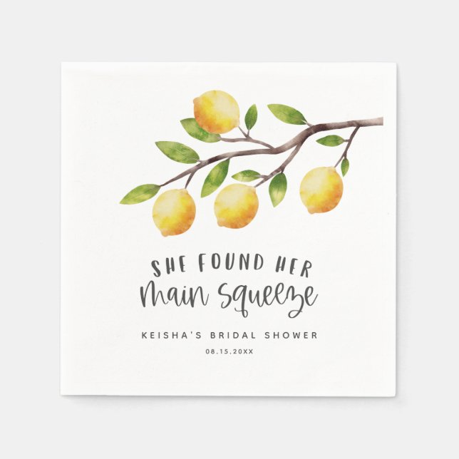 Lemon She Found Her Main Squeeze Bridal Shower Napkin (Front)