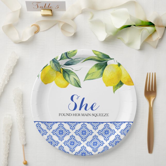 Lemon Shower Paper Plate (Wedding)