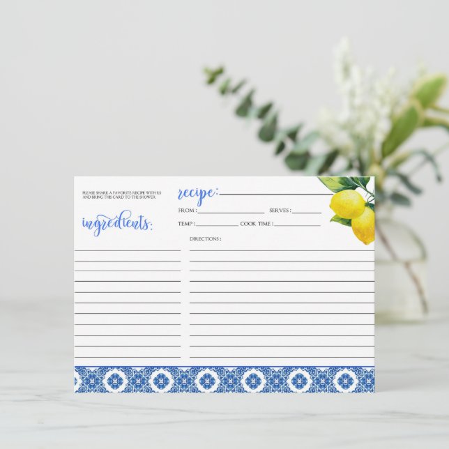 Lemon Shower Recipe Card (Standing Front)