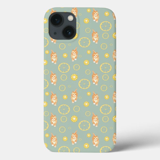 lemon slice and cat pattern Case-Mate iPhone case (Back)