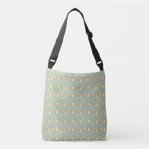 lemon slice and cat pattern crossbody bag