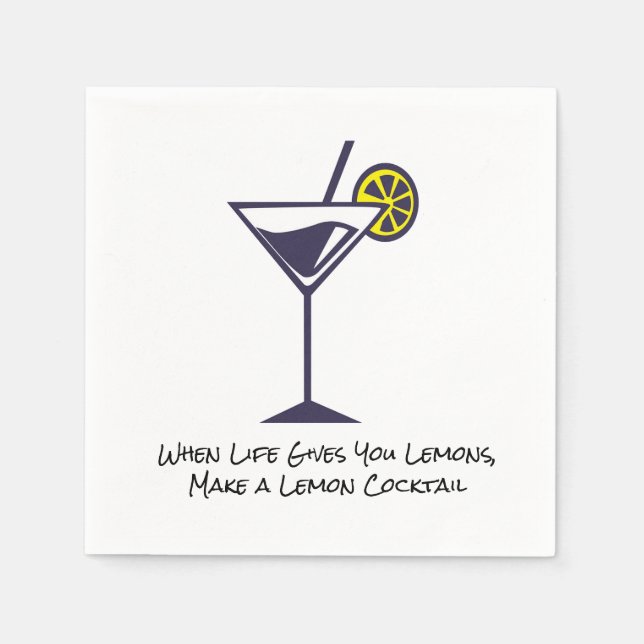 Lemon Slice and Cocktails Napkin (Front)