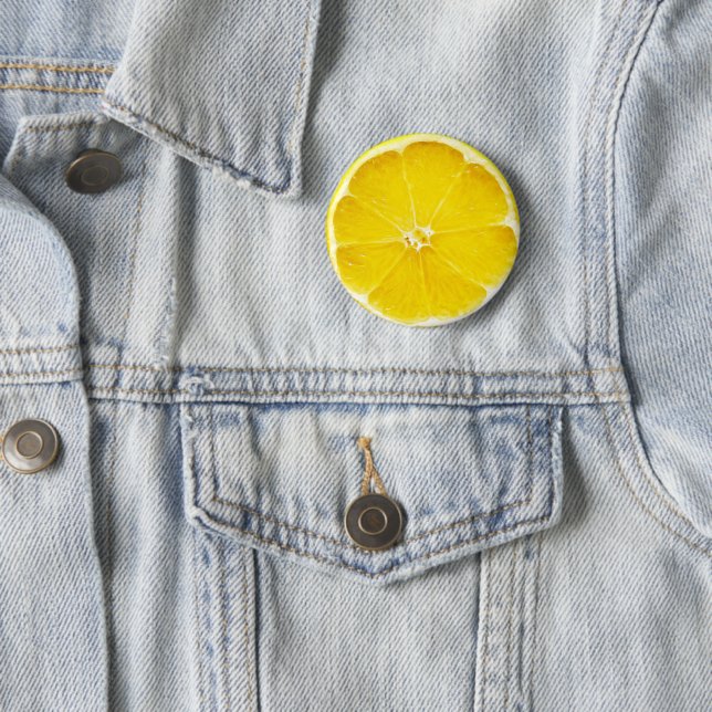 Lemon Slice Badge 2 Inch Round Button (In Situ)