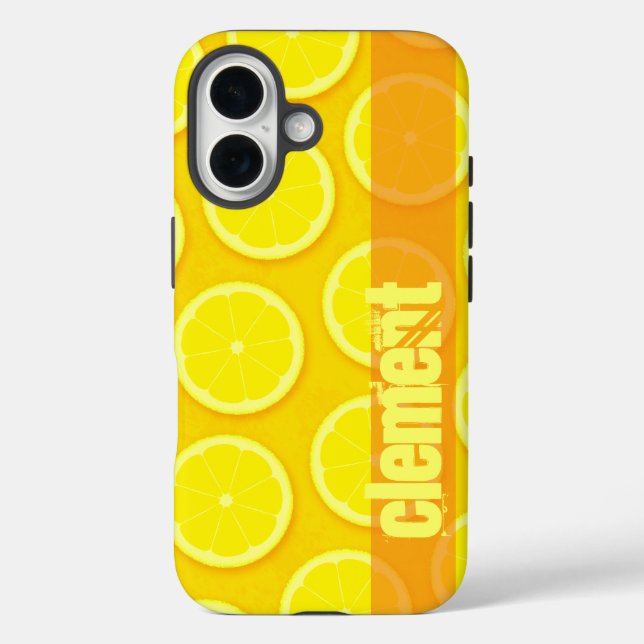 Lemon slice bright yellow name iphone case (Back)