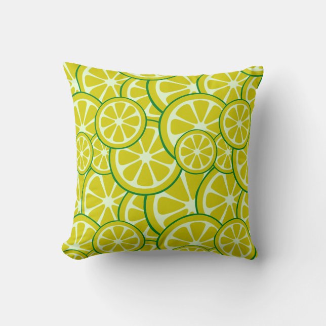 Lemon Slice Citric Fruit Art Yellow Lime Citrus Throw Pillow (Front)
