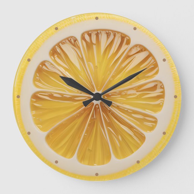 Lemon Slice Fruit Juicy Large Clock (Front)