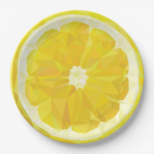 Lemon Slice Geometric Design Paper Plate