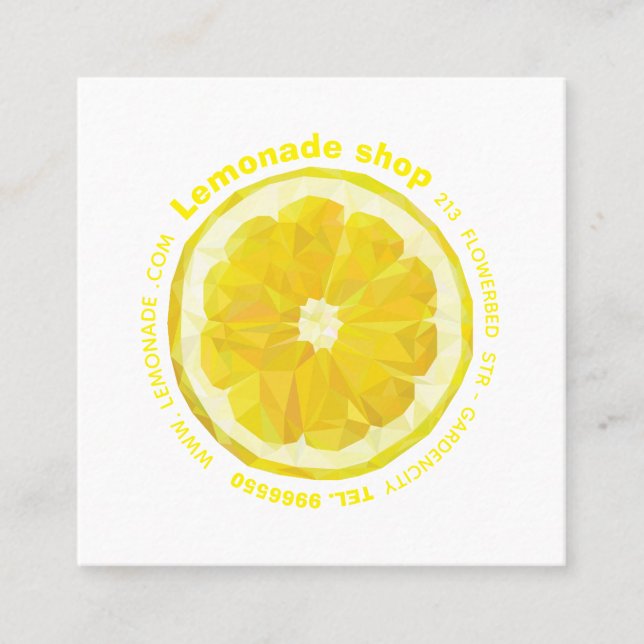 Lemon Slice yellow square business card. Square Business Card (Front)