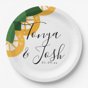 Lemon Slices Modern Country Wedding Paper Plate