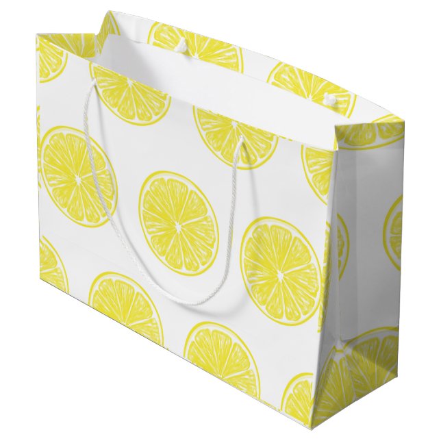 Lemon slices pattern design large gift bag (Back Angled)
