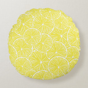 Lemon slices pattern design round pillow