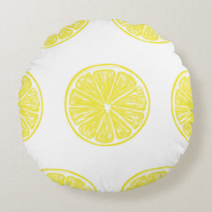 Lemon slices pattern design round pillow