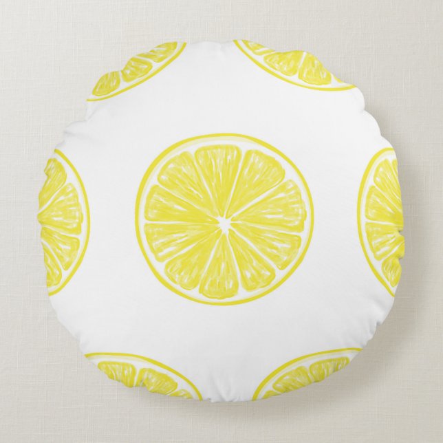 Lemon slices pattern design round pillow (Front)