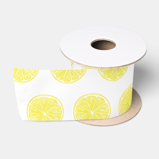 Lemon slices pattern design satin ribbon (Spool)