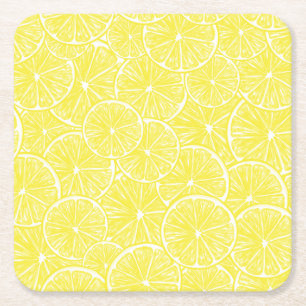 Lemon slices pattern design square paper coaster