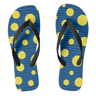 Lemon slices pattern flip flops