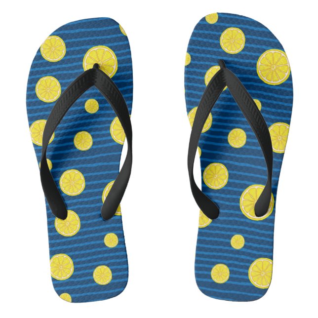 Lemon slices pattern flip flops (Footbed)