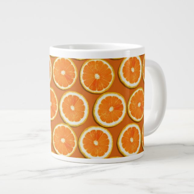 Lemon Slices Pattern Large Coffee Mug (Front Right)