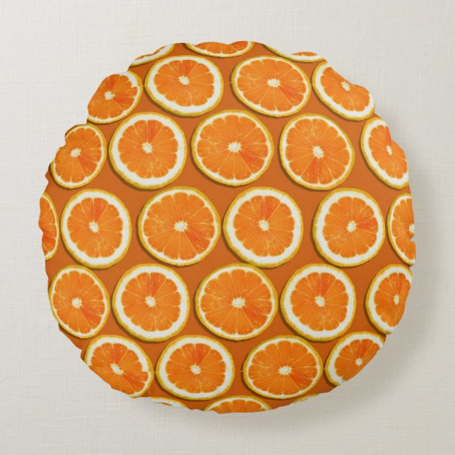 Lemon Slices Pattern Round Pillow (Front)